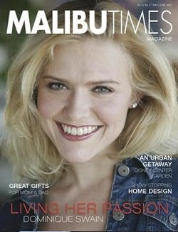 A picture of Tiffany Anastasia Lowe featuring in the Malibu Times magazine.